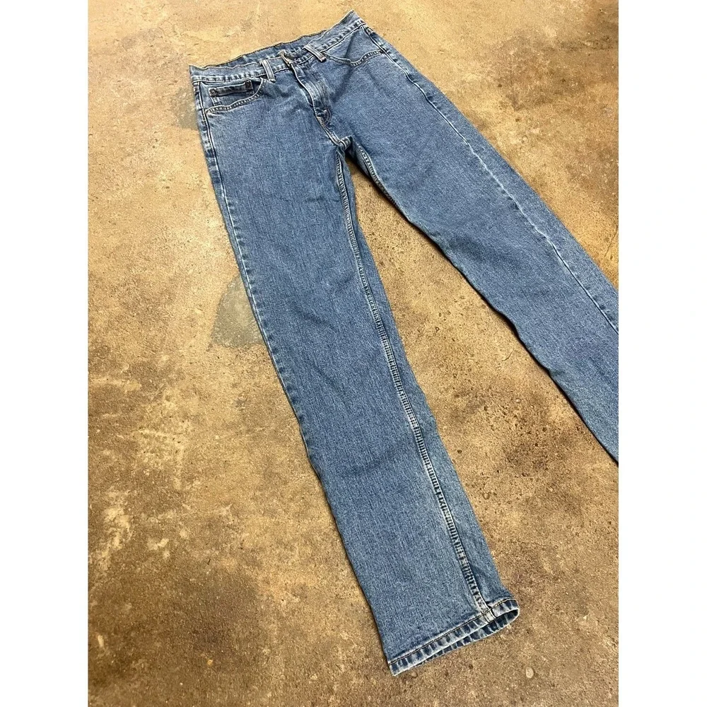 Levi's 505 Regular Fit Jeans Mens 31x34 Blue Denim Stonewash Mid Rise Straight - Picture 2 of 16